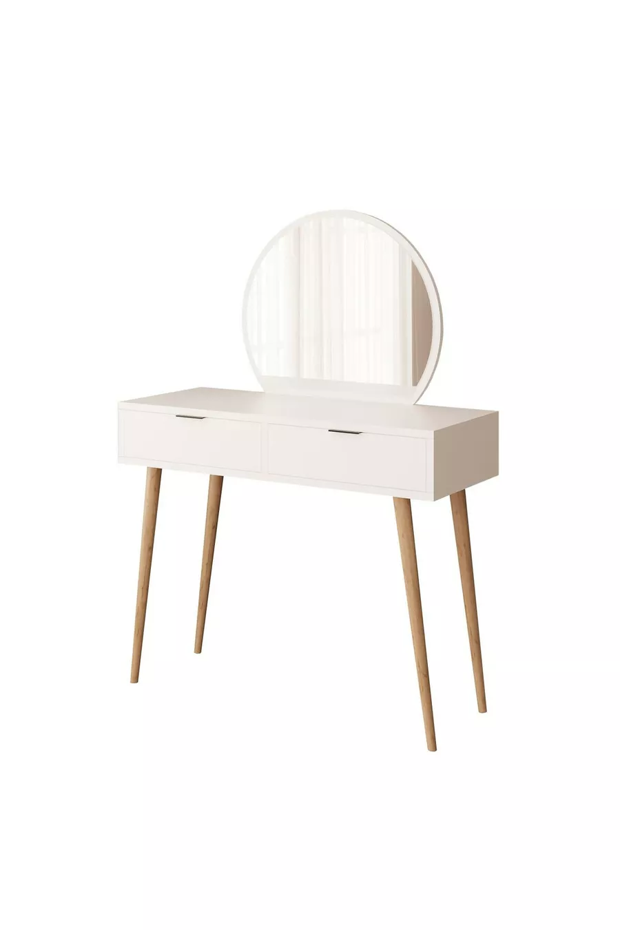 Table de maquillage Lucy – Blanc | Avec miroir, organisateur de bijoux, design élégant