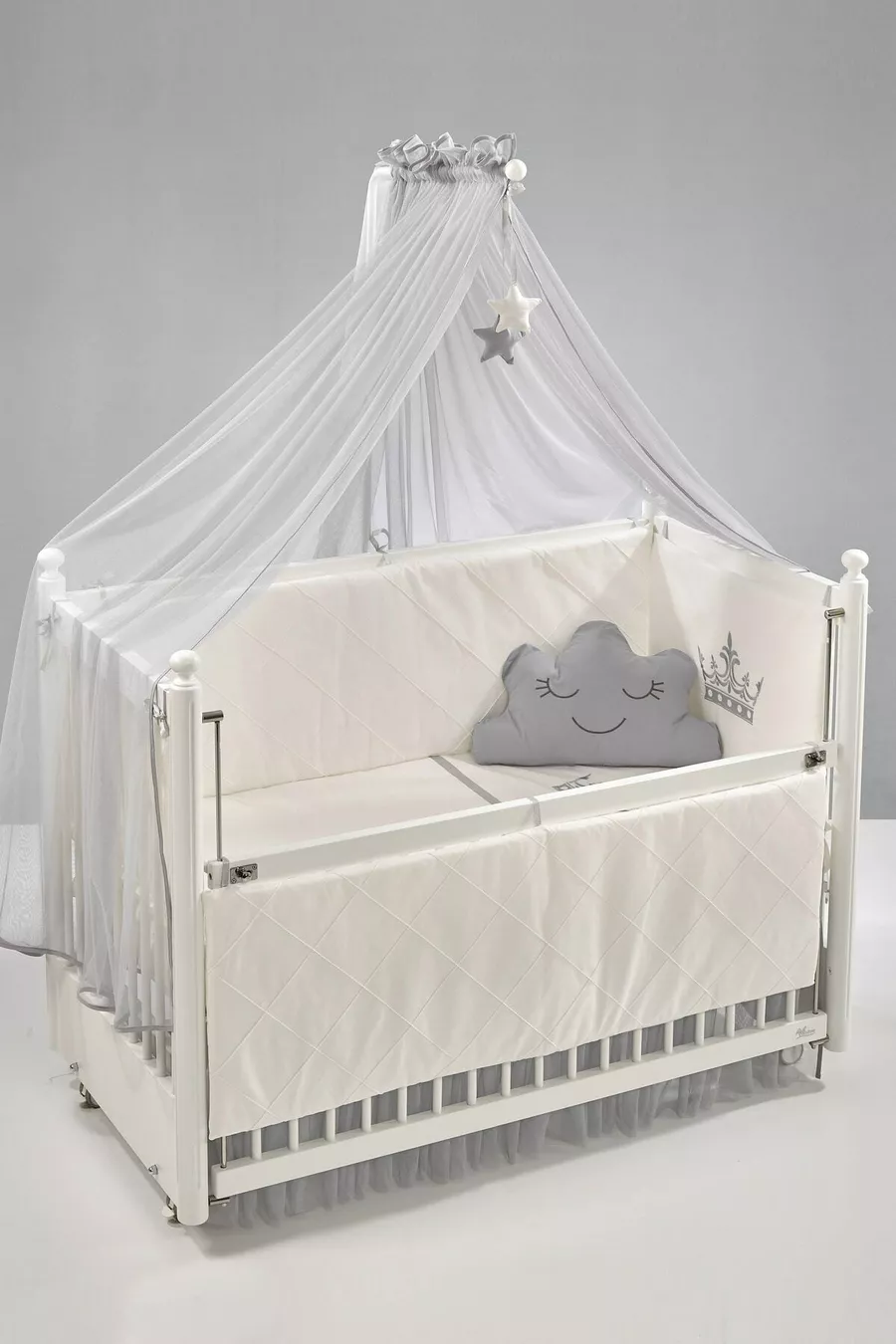 Mondo Side-Swing Wooden Cradle cm (white-motto gray)
