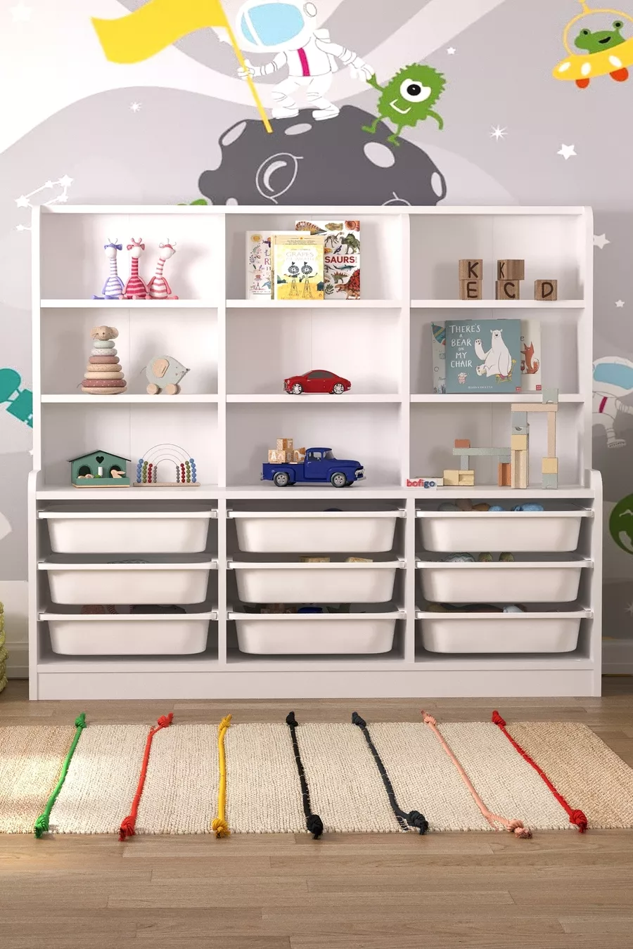 9 Mand 9 Planken Kast Multifunctionele Kast Speelgoedkast Almina Wit