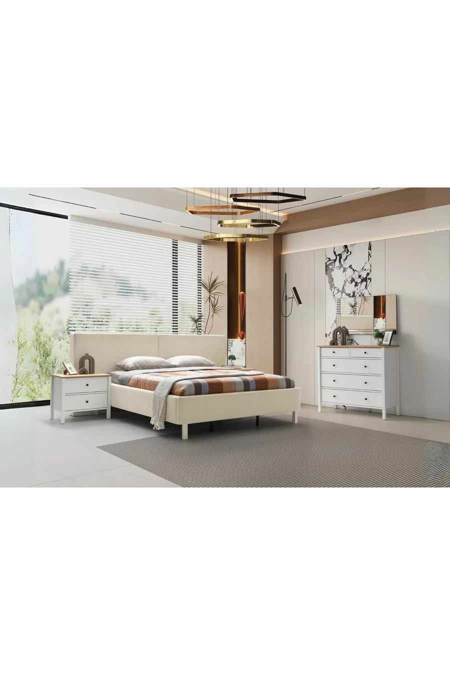 Ensemble de chambre à coucher Mony White 5 portes