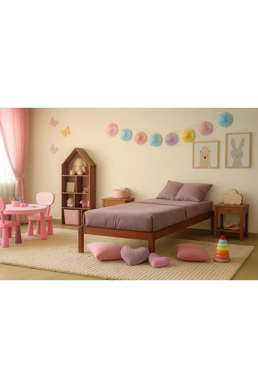 Doğal Masif Ahşap Butik Karyola Ceviz Renk Başlıksız