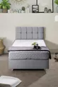 Set Berlin Double, Ensemble Tête de Lit et Cadre Simple - Gris Clair