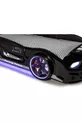 Letto con carrello nero, porte apribili, Mustang completo di luci LED, telecomando e musica