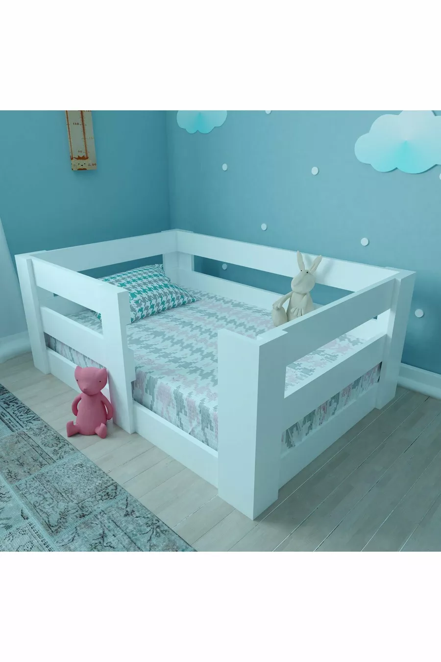 Lit Montessori Vega Compatible avec Matelas Enfant en MDF Blanc