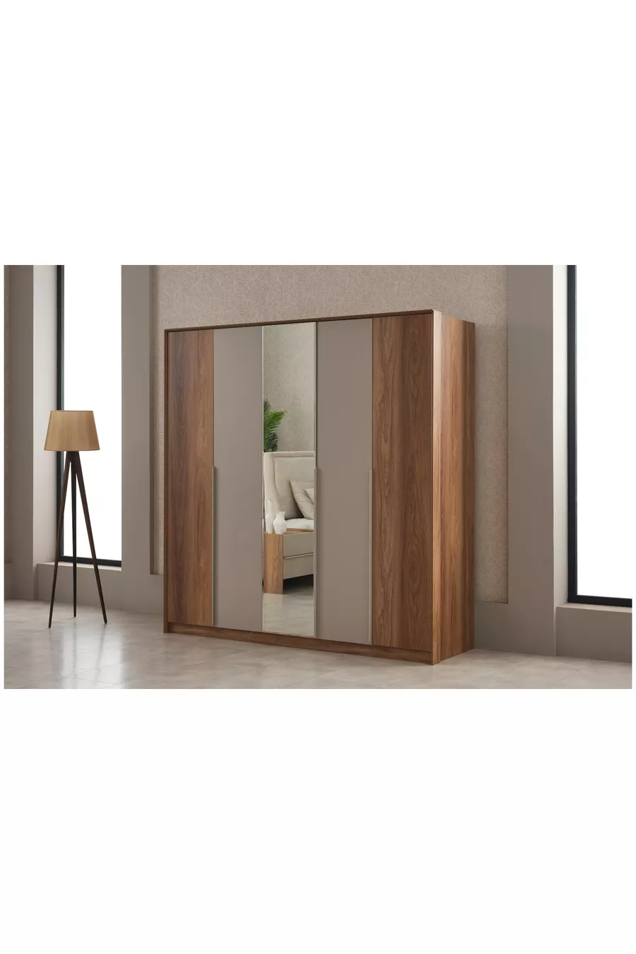 ENSEMBLE DE CHAMBRE À COUCHER MONARCH, AVEC MIROIR, 5 PORTES