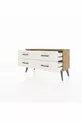Commode Arges 4 étagères Pin-Pin/Pierre d'ardoise