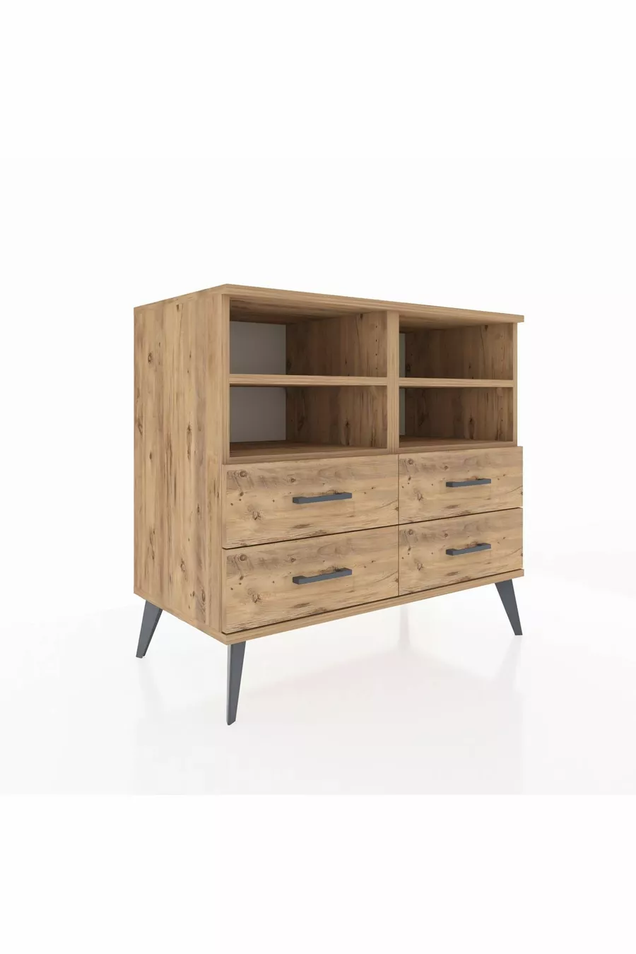 Commode Hyperion 4 étagères 4 tiroirs Pin-Pin