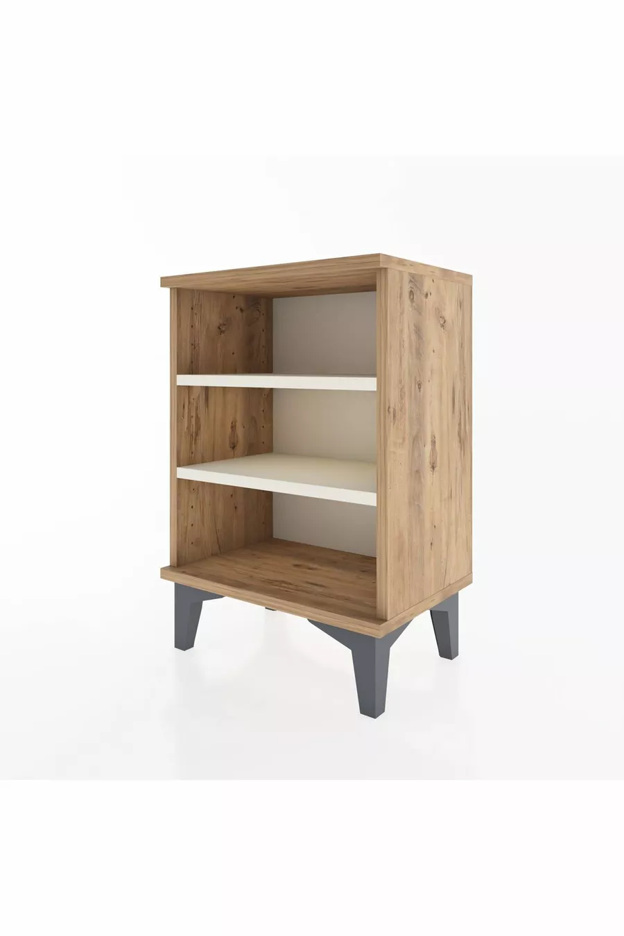Arges Nachtkastje met 2 planken, dennen- en kalksteenkleur