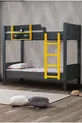 Lit superposé, lit superposé double détachable Asya, anthracite-jaune avec 2 matelas confort