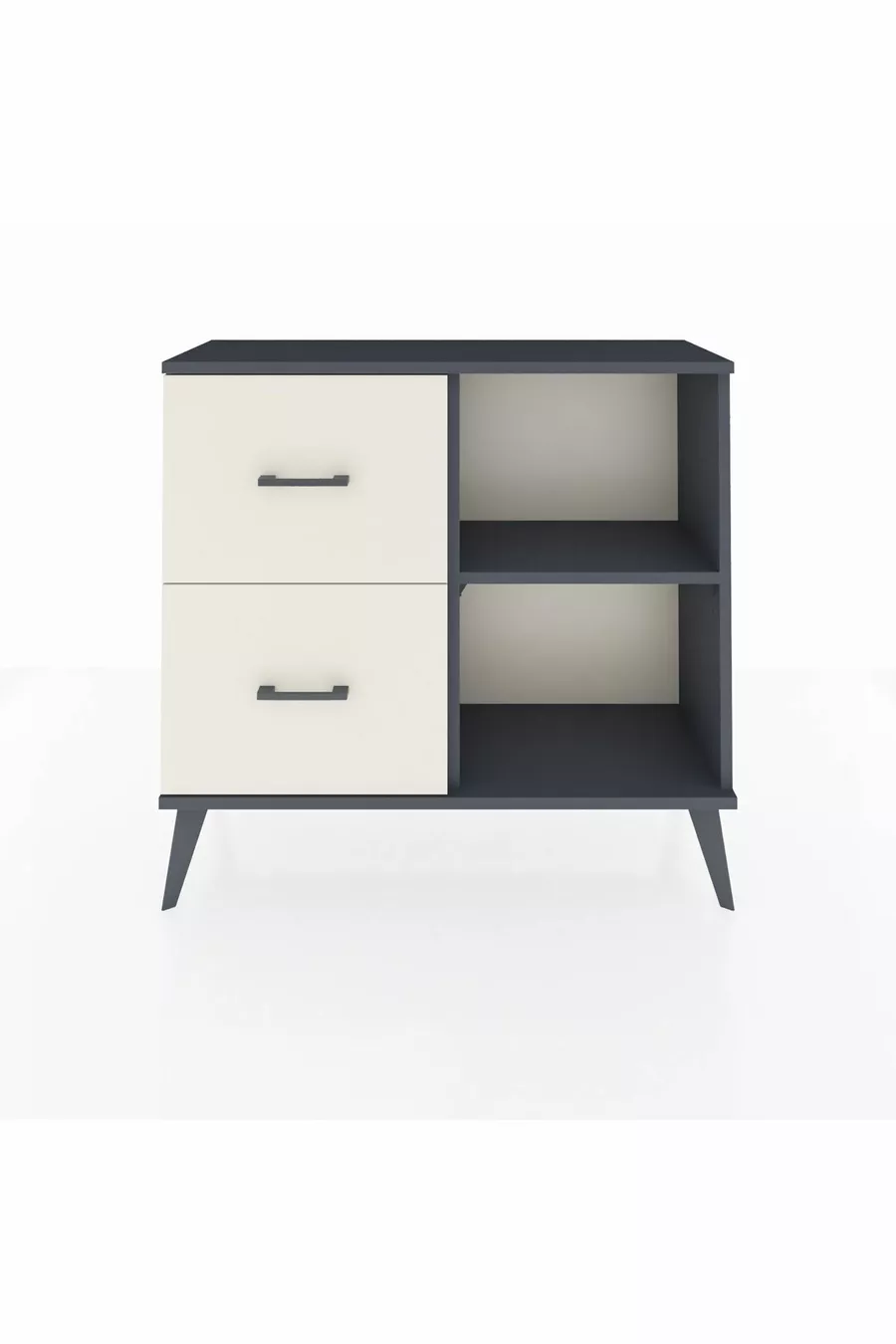 Commode Arges à une étagère et 2 tiroirs Anthracite-Anthracite/Gris pierre
