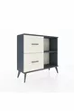 Commode Arges à une étagère et 2 tiroirs Anthracite-Anthracite/Gris pierre