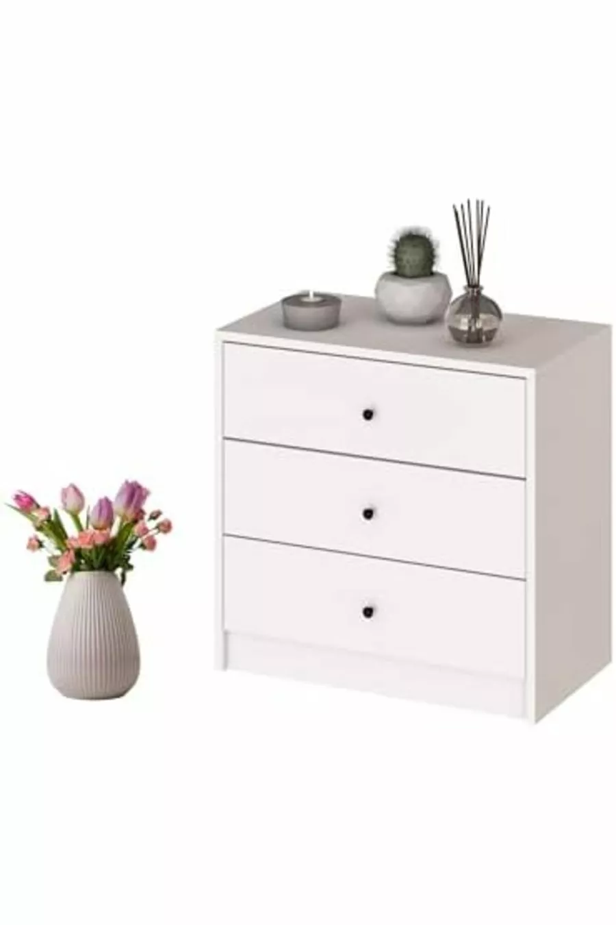 -Commode blanche à 3 tiroirs