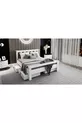 Lit double Arya compatible avec matelas, en MDF blanc avec tiroirs Maçy-1