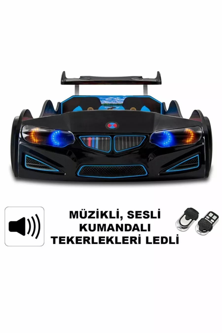 BMW - Полная - Кровать-машина с колесами - Серия - С подсветкой LED и пультом управления
