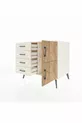 Commode Kronos à une étagère, 4 tiroirs, 2 portes, Pierre de Lune/Pin