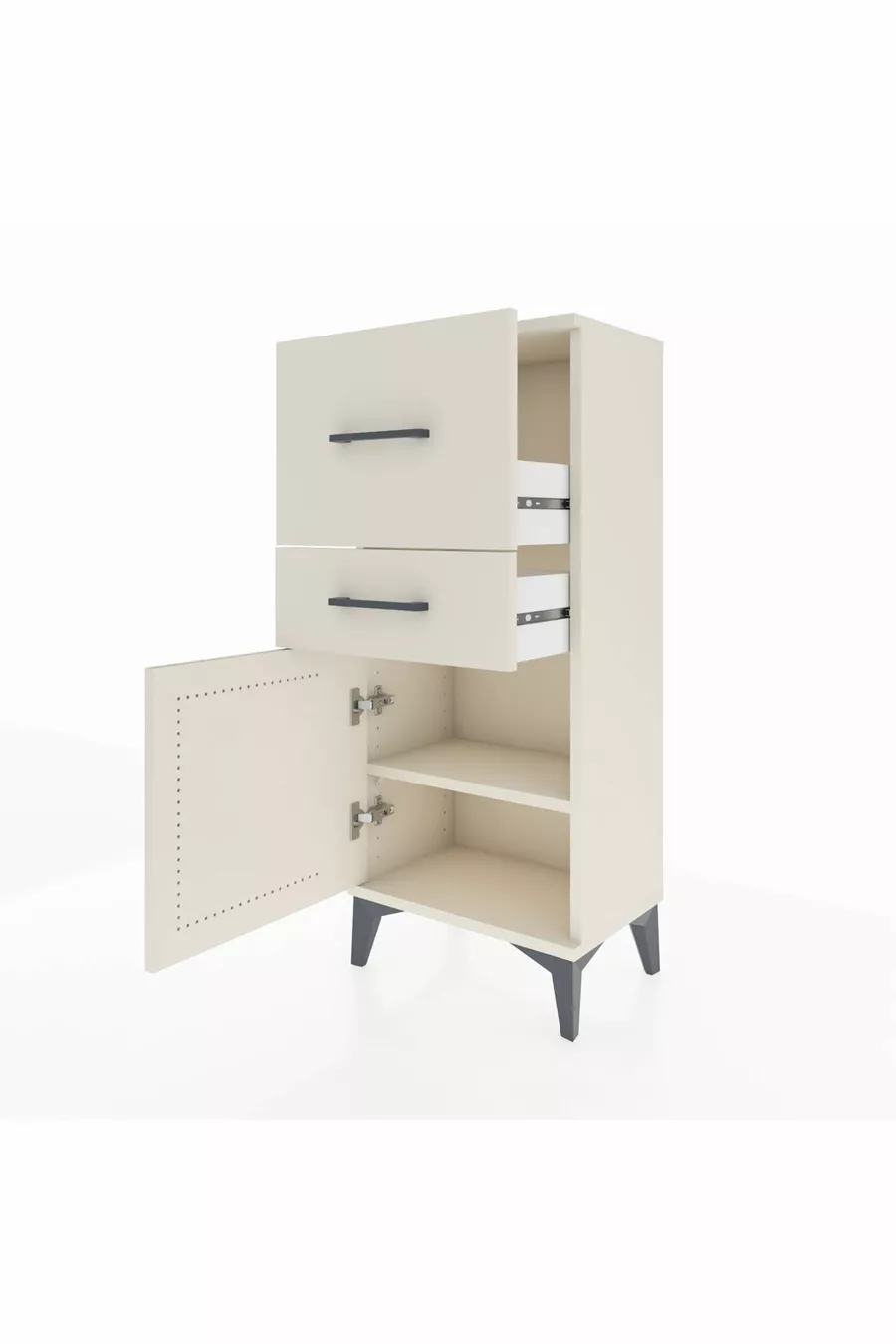 Arges Commode Single Shelf 2 Drawers Single Door Moonstone-Moonstone