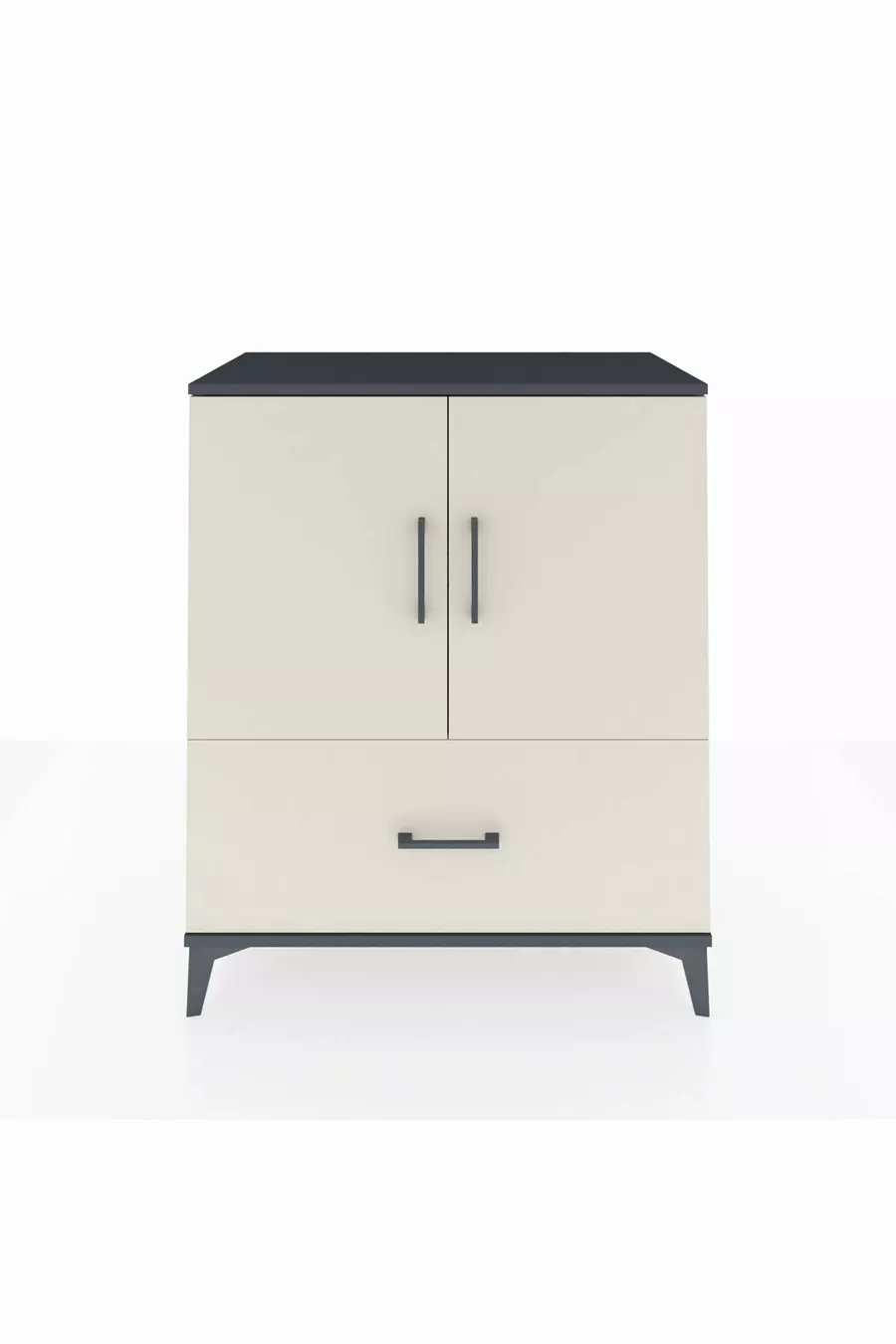 Commode Hyperion 2 étagères 1 tiroir 2 portes Anthracite-Quartz