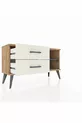 Commode Arges à une étagère et deux tiroirs en pin anthracite/granit