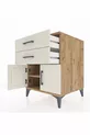 Kronos Table de chevet avec une étagère, 2 tiroirs et 2 portes, pin-pierre d'ardoise