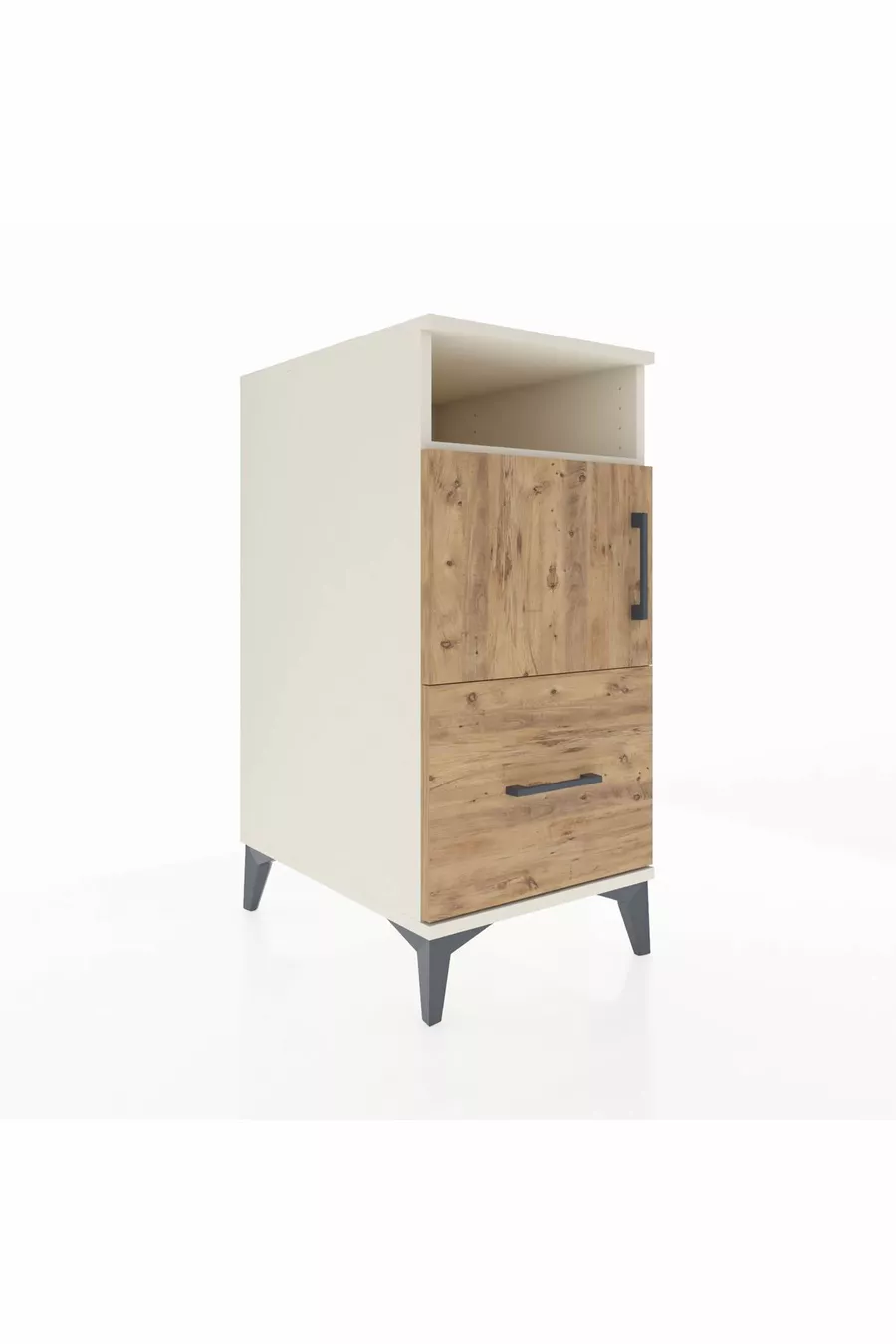Kronos Nachtkastje 2 Planken Met 1 Lade En 1 Deurtje Agaat-Scandinavisch