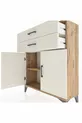 Commode Arges avec 2 étagères, 2 tiroirs et 2 portes, pin-pierre d'ardoise