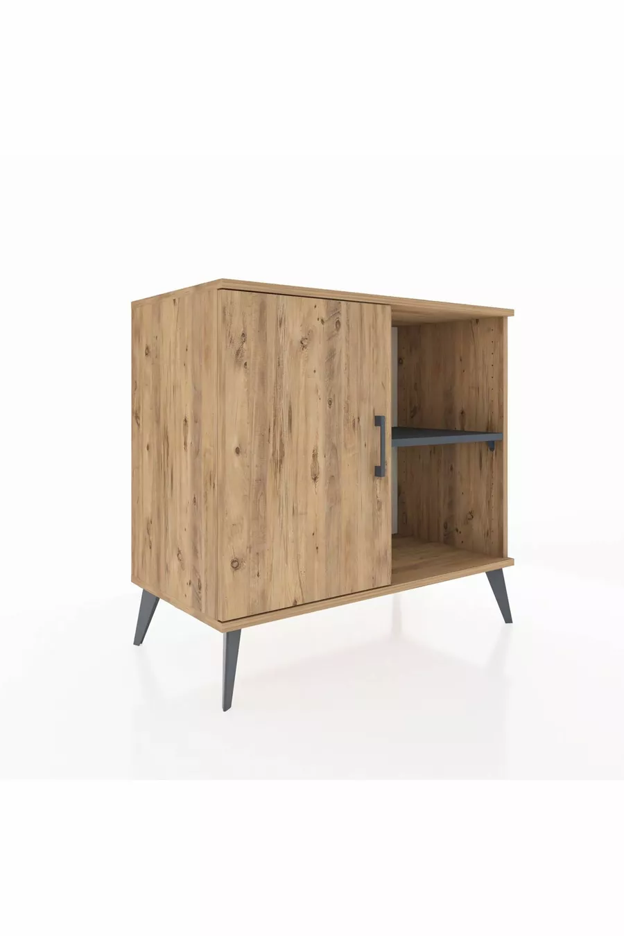 Commode Hyperion avec 2 étagères et une porte en pin-pin/anthracite