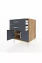Kronos Table de chevet avec une étagère, 2 tiroirs et 2 portes, pin-anthracite