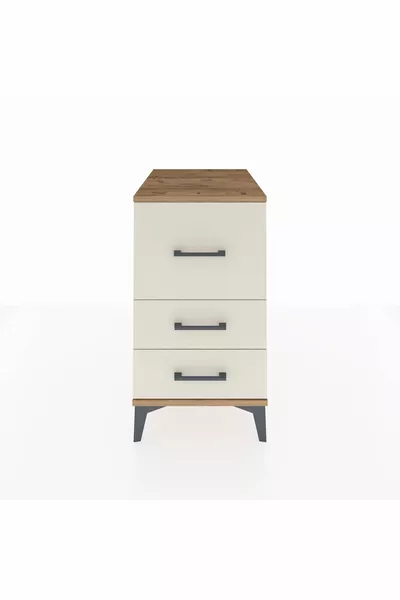 Kronos Nightstand 3-Drawer Pine-Onyx