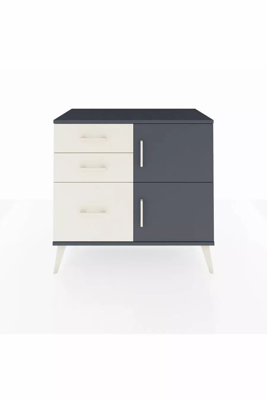 Hyperion Dresser Single Shelf 3 Drawers 2 Doors Anthracite-Anthracite/Snowy White