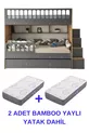 Armoire Zümrüt / 2 lits avec ressorts en bambou inclus / % MDF