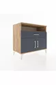 Commode Hyperion à une étagère, un tiroir et deux portes en pin-anthracite