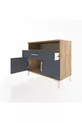 Commode Hyperion à une étagère, un tiroir et deux portes en pin-anthracite