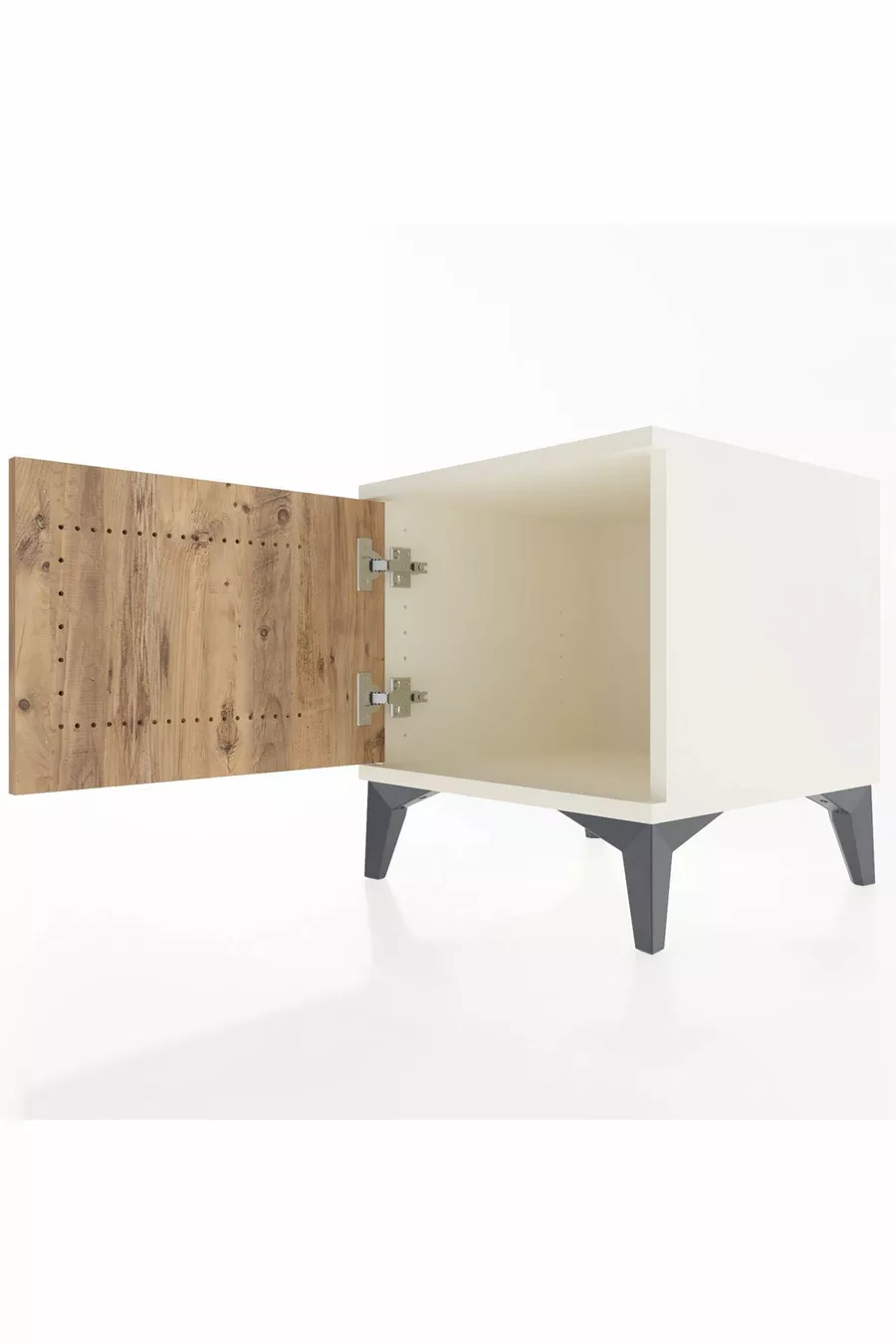 Comodino Hyperion con un'Apertura, Pietra di Luna-Pino