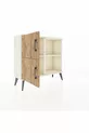 Commode Arges à 2 étagères et 2 portes, couleur Pierre de Lune-Pin/Pierre de Lune