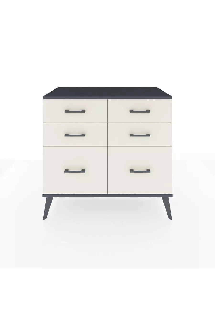 Commode Hyperion 6 tiroirs Anthracite-Anthracite/Pierre de lune