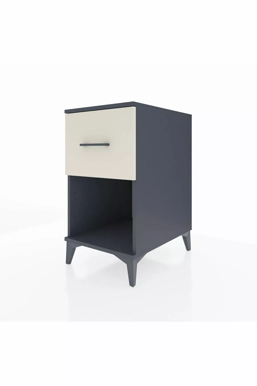 Chevet Kronos avec un tiroir unique Gris anthracite-Sable