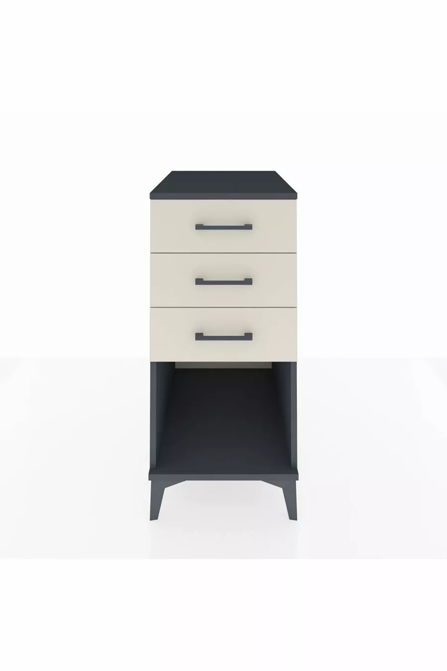 Table de chevet Kronos à 3 tiroirs Anthracite-Pierre de lune