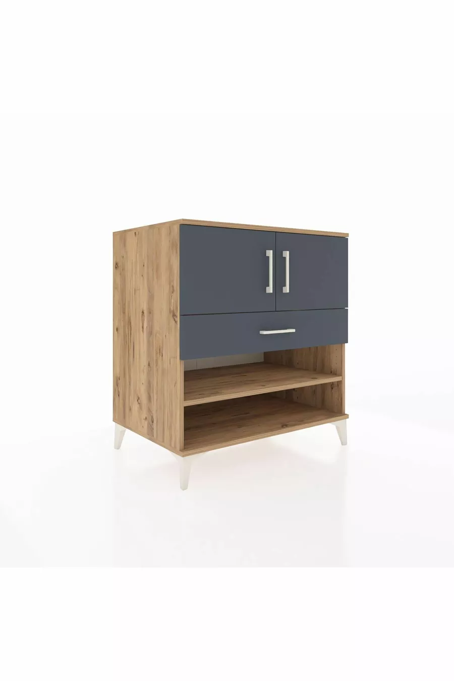 Commode Kronos 3 étagères 1 tiroir 2 portes Pin-Anthracite