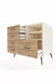 Kronos Dresser with 2 Shelves and 5 Drawers, Moonstone/Moonstone/Pine