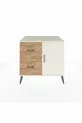 Commode Kronos à une étagère, deux tiroirs et une porte, couleur Pierre de Lune / Pin