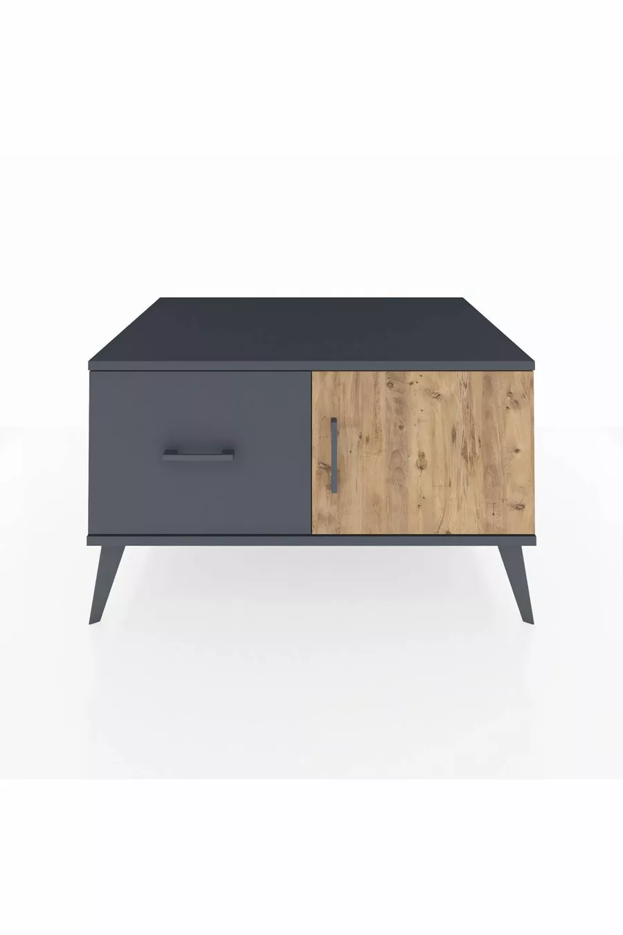 Commode Kronos avec une étagère, un tiroir et une porte, Anthracite-Sapin/Anthracite