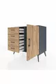 Commode Hyperion à une étagère, 4 tiroirs et une porte, Anthracite-Bois de pin