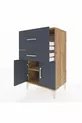 Table de chevet Hyperion avec une étagère, 2 tiroirs et 2 portes, pin-anthracite