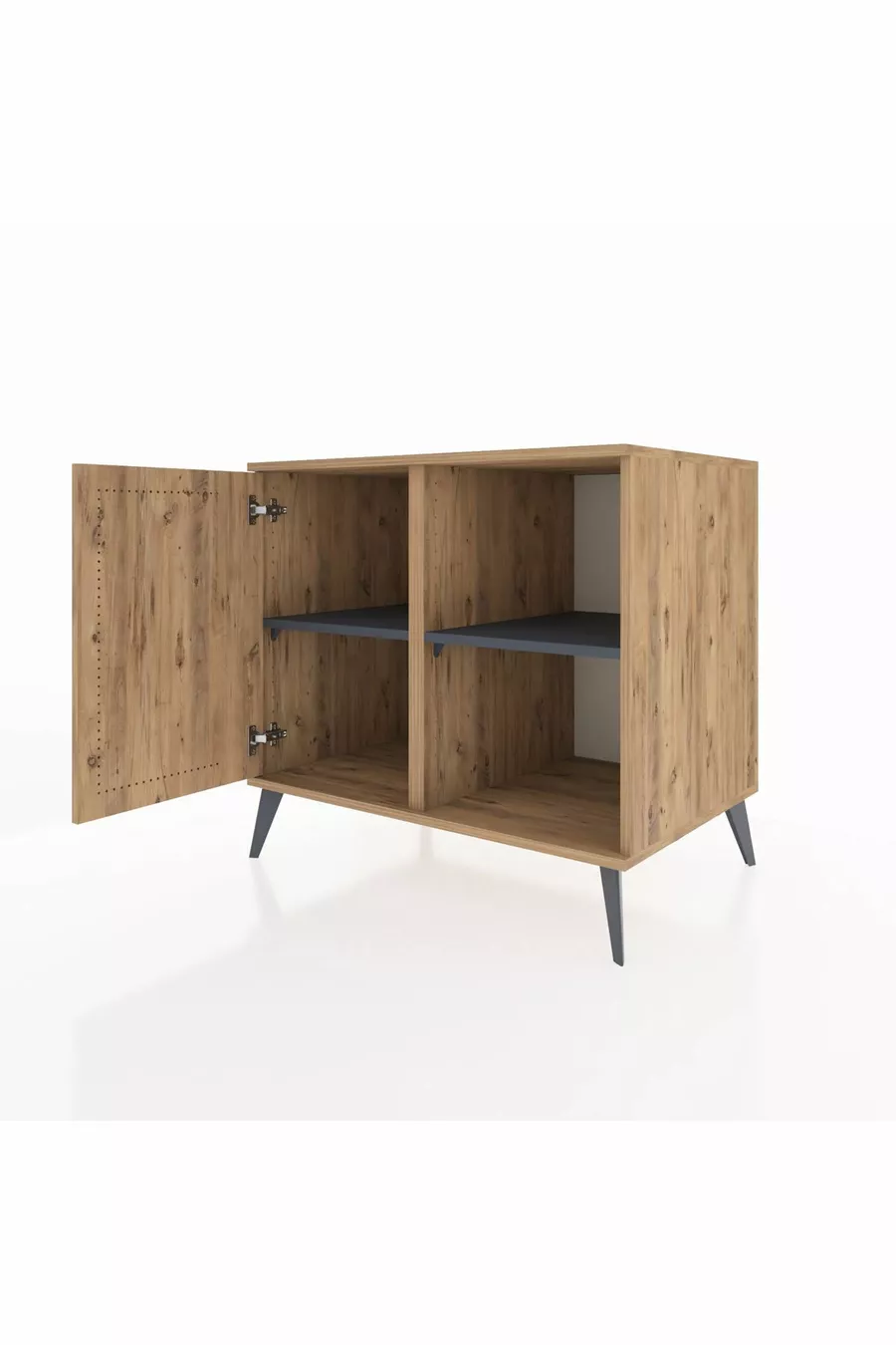 Commode Kronos à 2 étagères avec une porte, pin-pin/anthracite