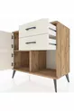 Commode Hyperion à une étagère, 2 tiroirs, 2 portes, pin-jaspe