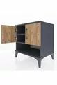 Hyperion Nightstand with 2 Shelves and 2 Doors Anthracite-Pine