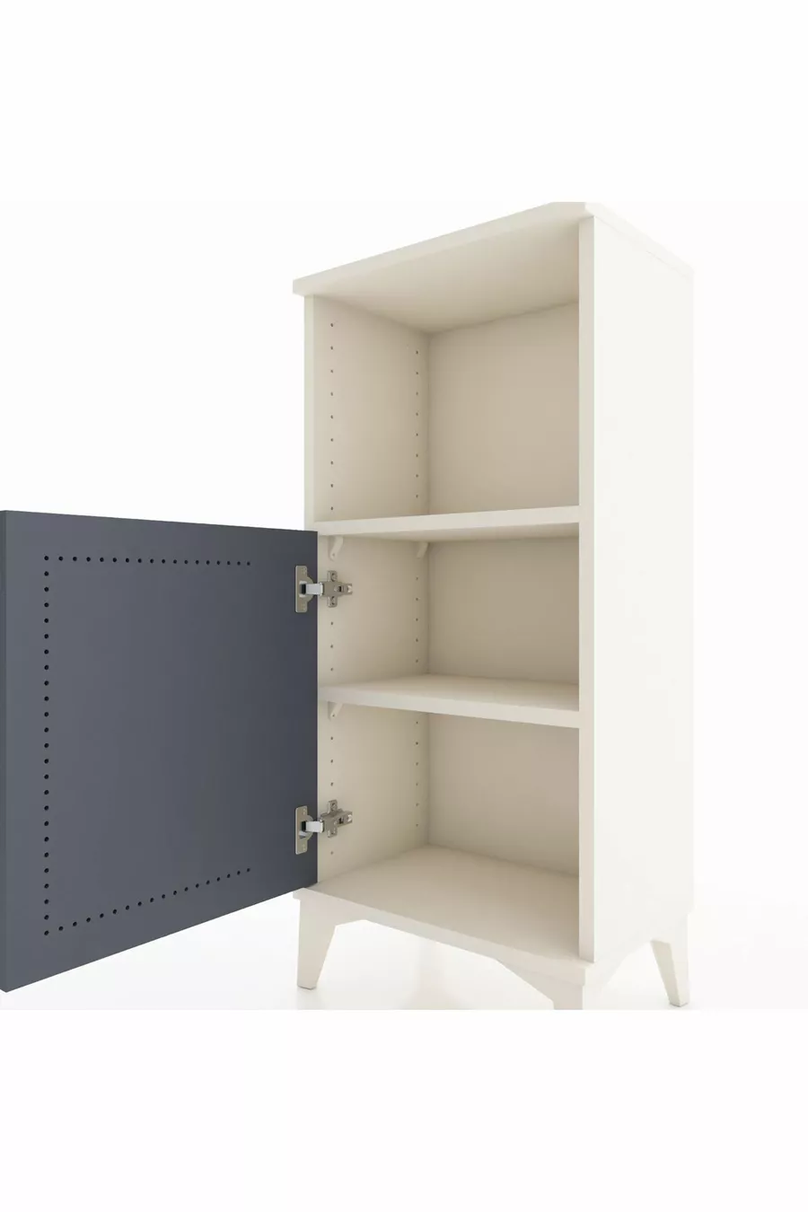 Table de chevet Arges à 2 étagères avec 1 porte, Pierre de lune - Anthracite