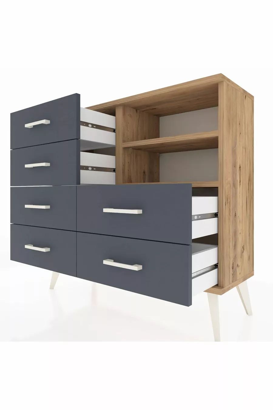 Arges Ladekast 2 Planken 6 Lades Den/Hout-Antraciet