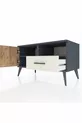 Commode Hyperion avec 2 étagères, 1 tiroir et 1 porte, Anthracite-Sapin/Pierre de lune