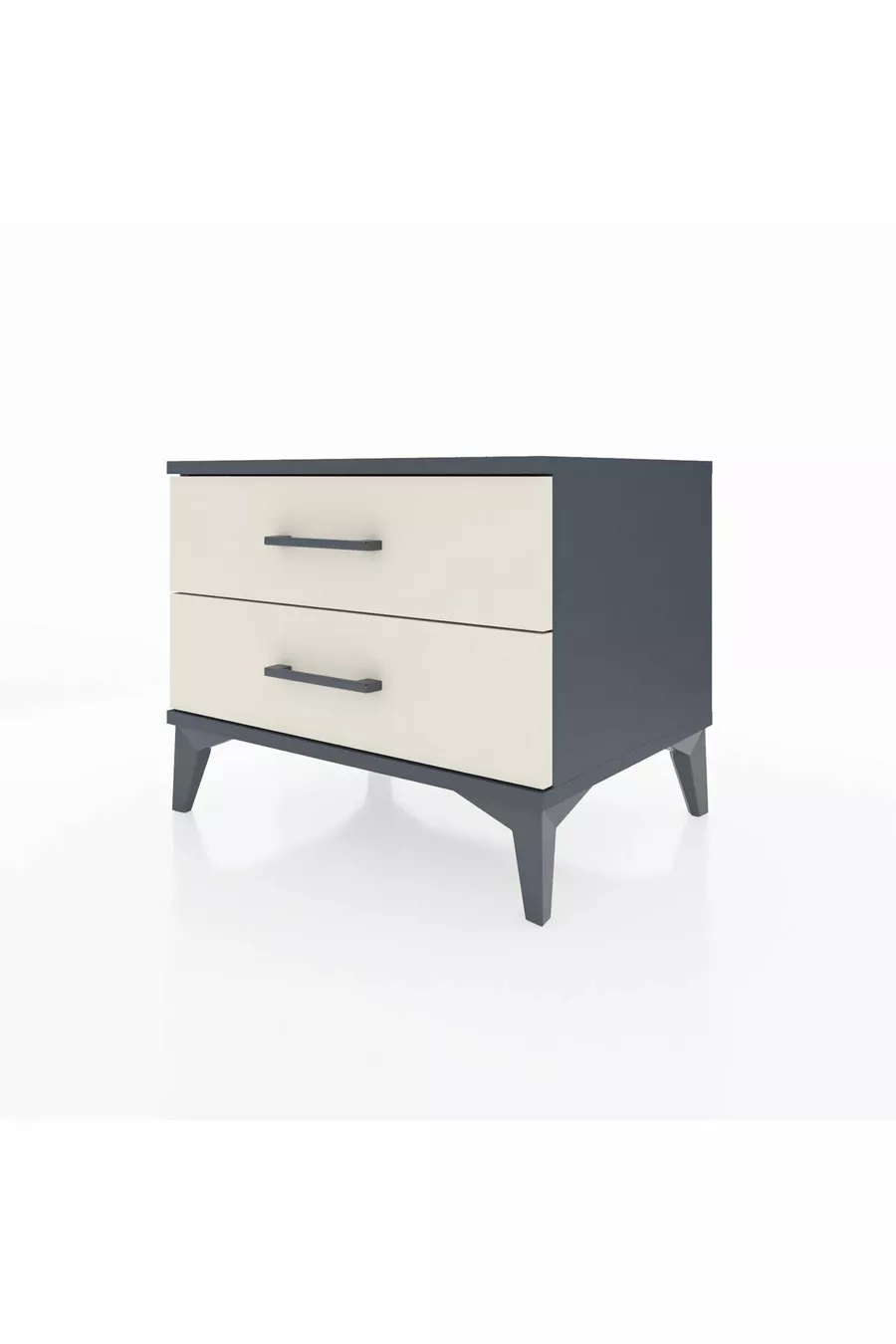 Chevet Hyperion 2 tiroirs Anthracite-Pierre de lune